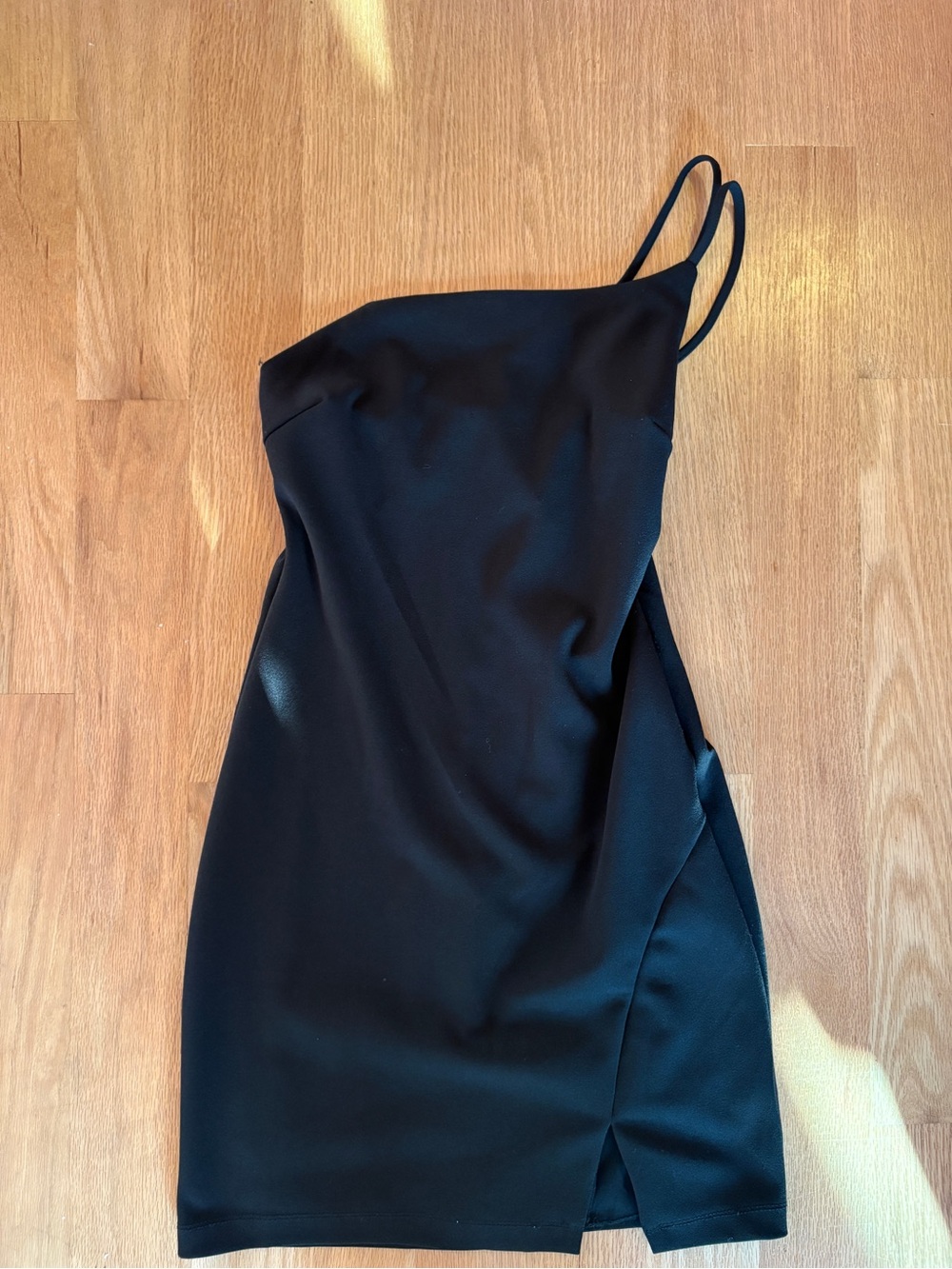 B.Darlin Black One Shoulder Dress with Double Straps